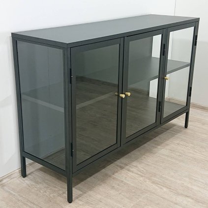 Černá kovová vitrína 132 cm Carmel Unique Furniture