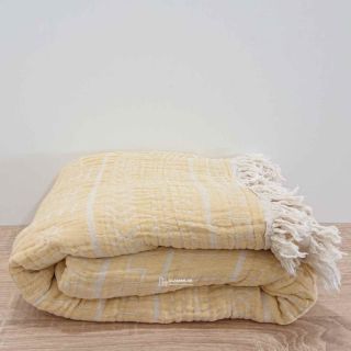 Žlutý mušelínový přehoz 💛 na dvoulůžko 🛌 220x240 cm Etno Mijolnir