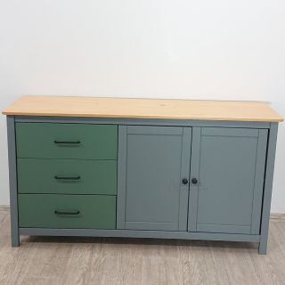 Šedozelená 🩶💚 dřevěná komoda 🤎 150x80 cm Misti Marckeric